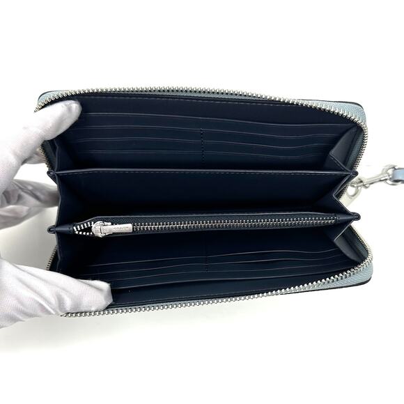 Coach Long Zip Around Wallet	in Pale Blue Glitter Leather CN393 - Picture 4 of 8